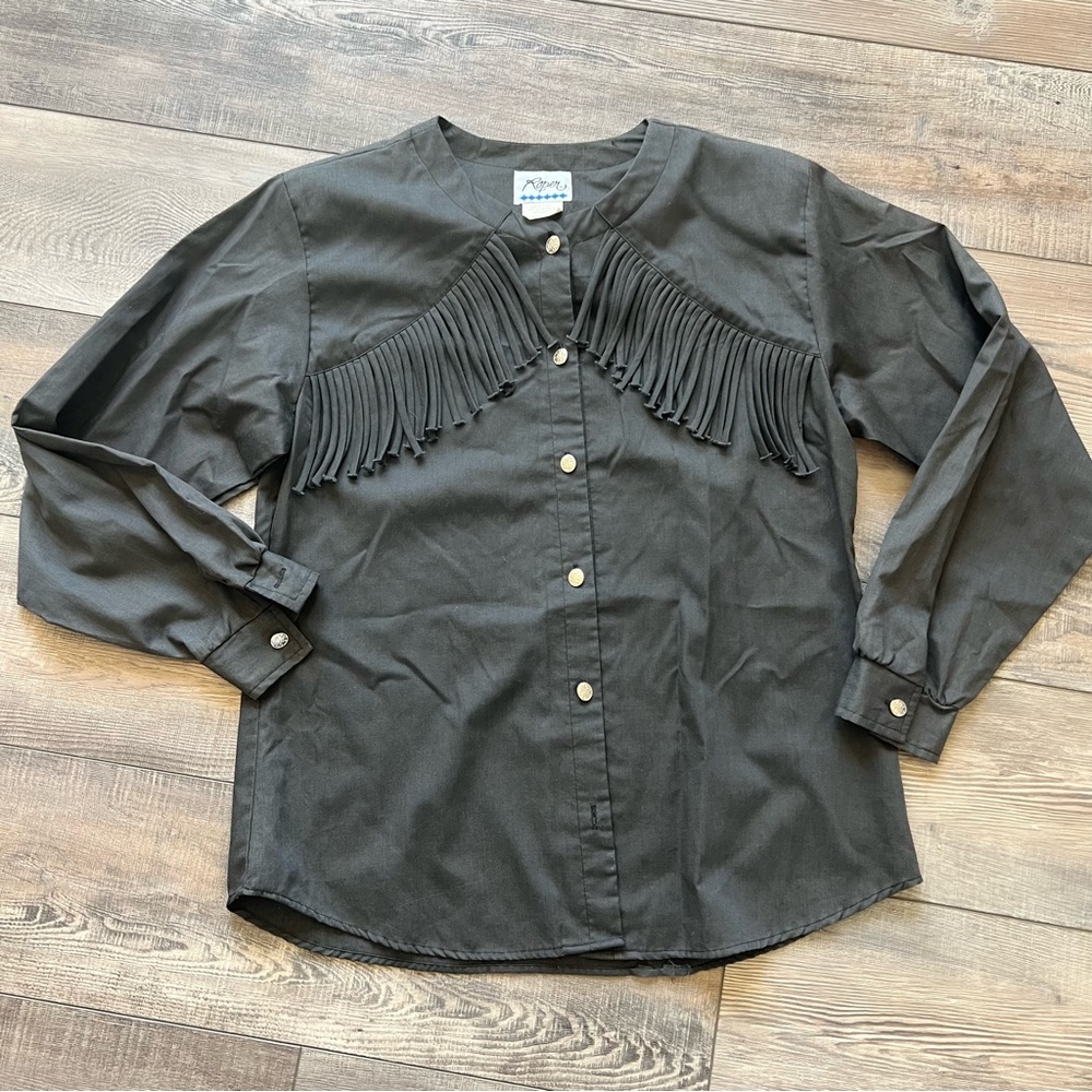 Roper Button Down Gray Medium Fringe - image 1